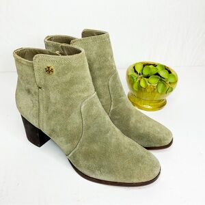 TORY BURCH Sage Green Suede Ankle Boots | Size 9